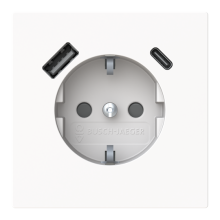 1-vägs vägguttagsinsats med USB-A+C Mattvit