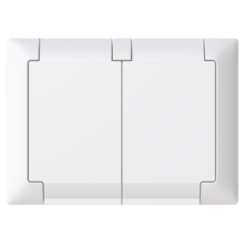 2-vägs vägguttag SAGA för utanpåliggande montering. IP44.