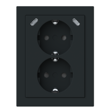 2-vägs hörnuttag med 2xUSB-C, Mattsvart