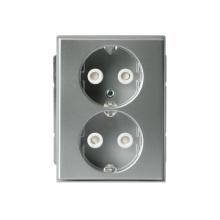 Vägguttag, Impressivo, 2-vägs, jordat, snabbanslutning, aluminium
