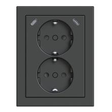 2-vägs hörnuttag med 2xUSB-C, Antracit
