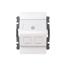 RJ45-uttag SAGA 100 mm, för Keystone-, Actassi- och AMP-kontakter. Biocirkulär plast i centrumplatta och adapter.