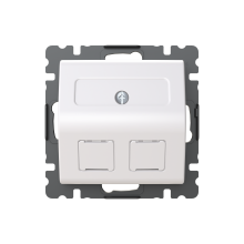 RJ45-uttag SAGA 85 mm, för Keystone-, Actassi- och AMP-kontakter. Biocirkulär plast används i centrumplattan.