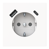 1-vägs vägguttagsinsats med USB-A+C Mattvit