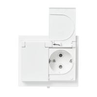Vägguttag med lock, ram och tätningsdamask