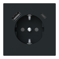 1-vägs vägguttagsinsats med USB-A+C Mattsvart